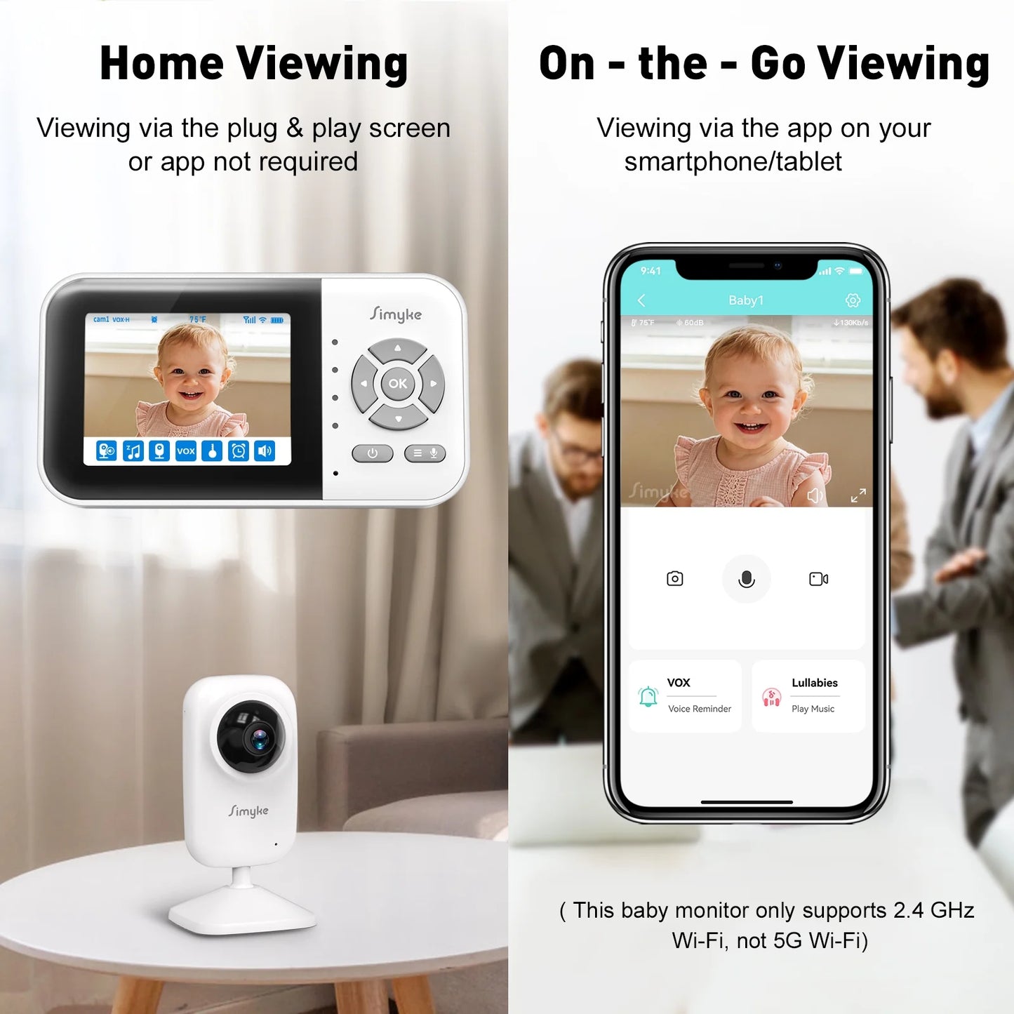 Dual Camera Video Baby Monitor, 2.8" LCD, Wireless, Night Vision, 2-Way Audio, App Access, 1200Ft Range, Feeding Timer, Temperature Sensor, Portable for Home Use